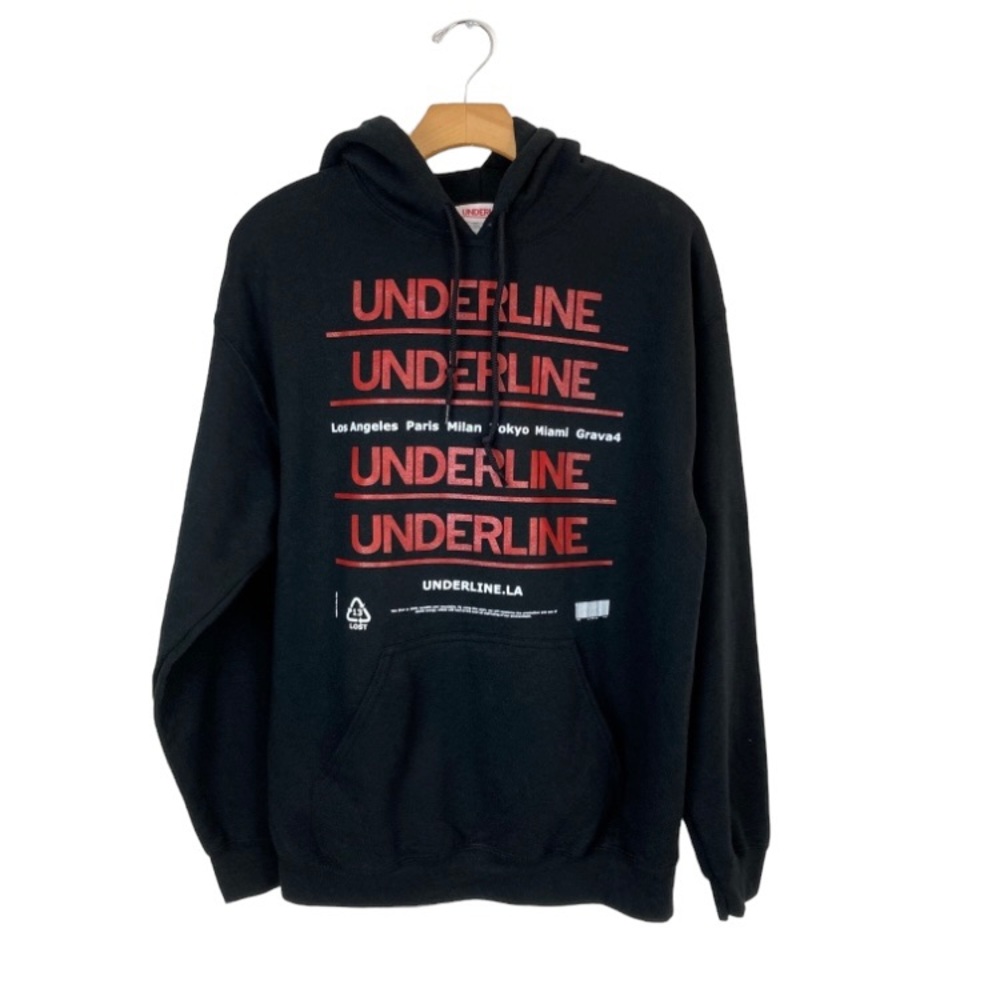 Underline Los Angeles Black Hoodie Sweatshirt Large